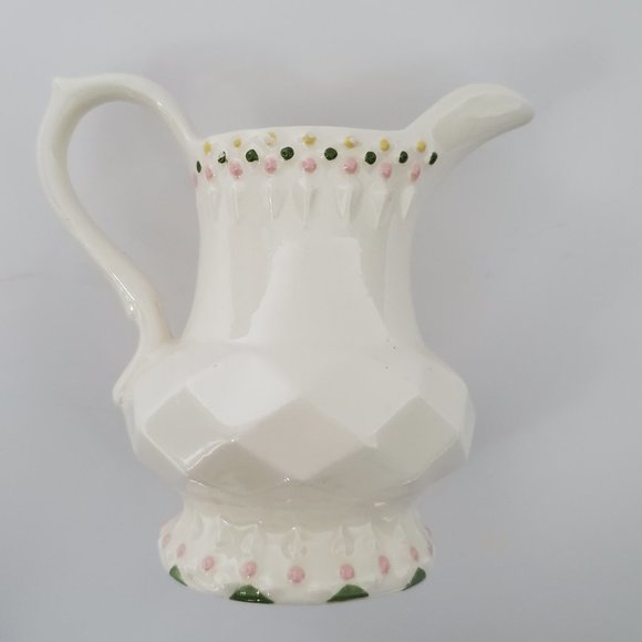 1968 Porcelain Pottery Creamer / Milk Server Diamond Cut Design Hobnail Accent - Picture 2 of 7